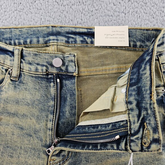 mnml Jeans Mens 31 Blue X146 Stretch Denim Distressed Slim Fit - Picture 3 of 16